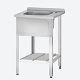 Ванна моечная ВМЦн - 700*700*860 "Norma Inox", 1 м/о 500*500*300, борт, отв. д/смесит., экран (ножка угловая)